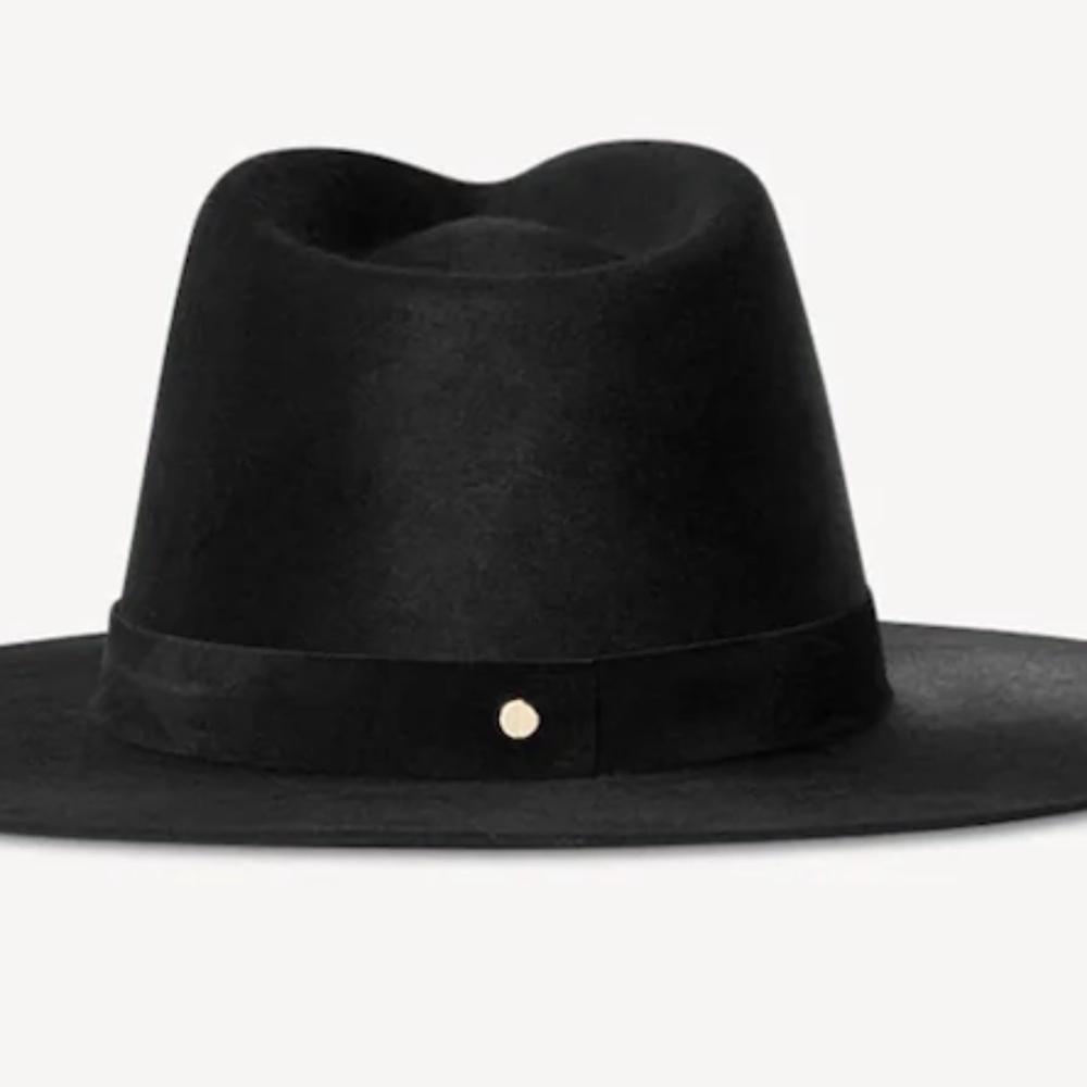Janessa Leone Women's  Korin Black Hat Wool Fedora Hat - Worn Once - Picture 4 of 7